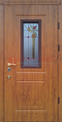 Железная дверь с МДФ и витражом ВЖ-24 в Апрелевке